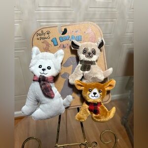 Pally Paws ~ Set / 3 Little Squeaky Dog Toy with Squeaker 8” & 4.5”